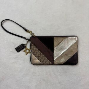 Coach vintage y2k patchwork brown wristlet bag
